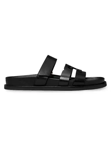 Tory Burch Women's Ines Logo-Detailed Leather Slide Sandals - Perfect Black - Size 9.5 | Thumbnail 1 Tory Burch Women's Ines Logo-Detailed Leather Slide Sandals - Perfect Black - Size 9.5 | Thumbnail 1