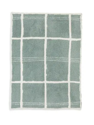 Barefoot Dreams Cozychic Grid Plaid Stroller Blanket - Sage Green | Thumbnail 2