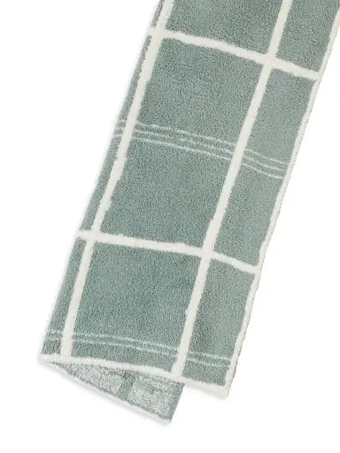 Barefoot Dreams Cozychic Grid Plaid Stroller Blanket - Sage Green | Thumbnail 3