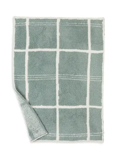 Barefoot Dreams Cozychic Grid Plaid Stroller Blanket - Sage Green | Thumbnail 4