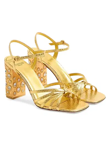 Valentino Garavani Women's Preshoes Sandals in Laminated Ayers with Crystals 90MM | Thumbnail 2 Valentino Garavani Women's Preshoes Sandals in Laminated Ayers with Crystals 90MM | Thumbnail 2