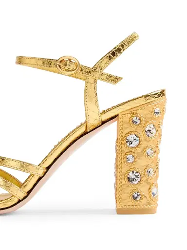 Valentino Garavani Women's Preshoes Sandals in Laminated Ayers with Crystals 90MM | Thumbnail 6 Valentino Garavani Women's Preshoes Sandals in Laminated Ayers with Crystals 90MM | Thumbnail 6
