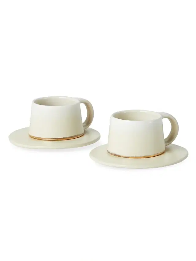 Ceramic Mug with Saucer and Lid - White