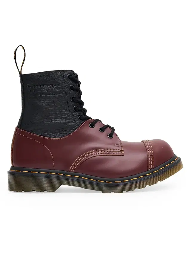 MM6 Maison Margiela Women's  x Dr. Martens 140 Leather Boots - Oxblood Red Black