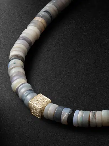 Sydney Evan 14-Karat Gold, Diamond and Opal Beaded Necklace - Men | Thumbnail 4 Sydney Evan 14-Karat Gold, Diamond and Opal Beaded Necklace - Men | Thumbnail 4
