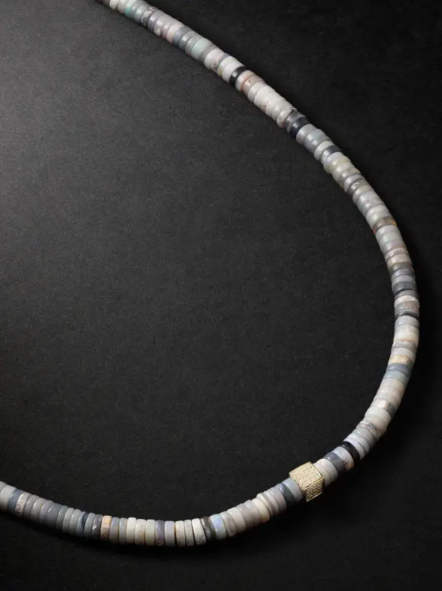 Sydney Evan 14-Karat Gold, Diamond and Opal Beaded Necklace - Men