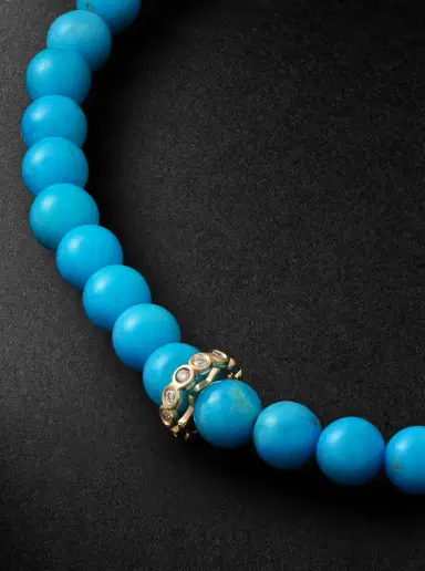 Sydney Evan 14-Karat Gold, Diamond and Turquoise Beaded Bracelet - Men | Thumbnail 4 Sydney Evan 14-Karat Gold, Diamond and Turquoise Beaded Bracelet - Men | Thumbnail 4