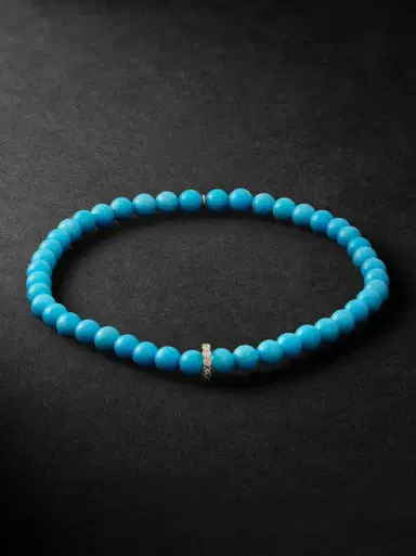 Sydney Evan 14-Karat Gold, Diamond and Turquoise Beaded Bracelet - Men | Thumbnail 1 Sydney Evan 14-Karat Gold, Diamond and Turquoise Beaded Bracelet - Men | Thumbnail 1