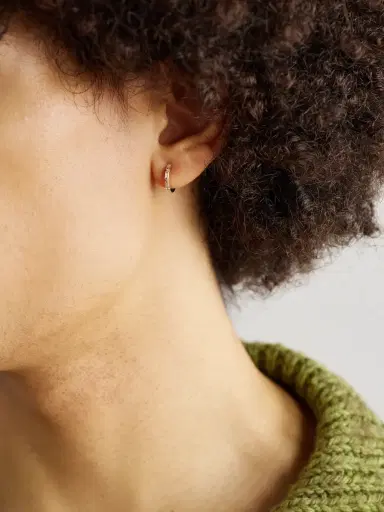 Suzanne Kalan 18-Karat Gold Diamond Single Hoop Earring - Men | Thumbnail 2