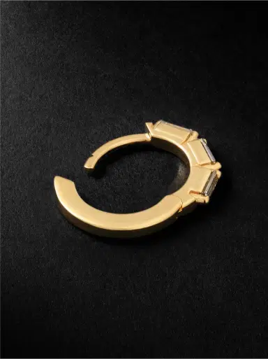 Suzanne Kalan 18-Karat Gold Diamond Single Hoop Earring - Men | Thumbnail 3