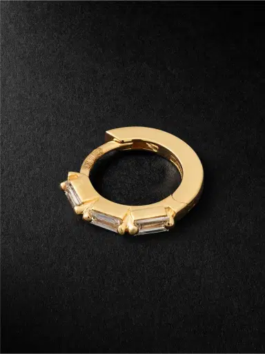 Suzanne Kalan 18-Karat Gold Diamond Single Hoop Earring - Men | Thumbnail 1