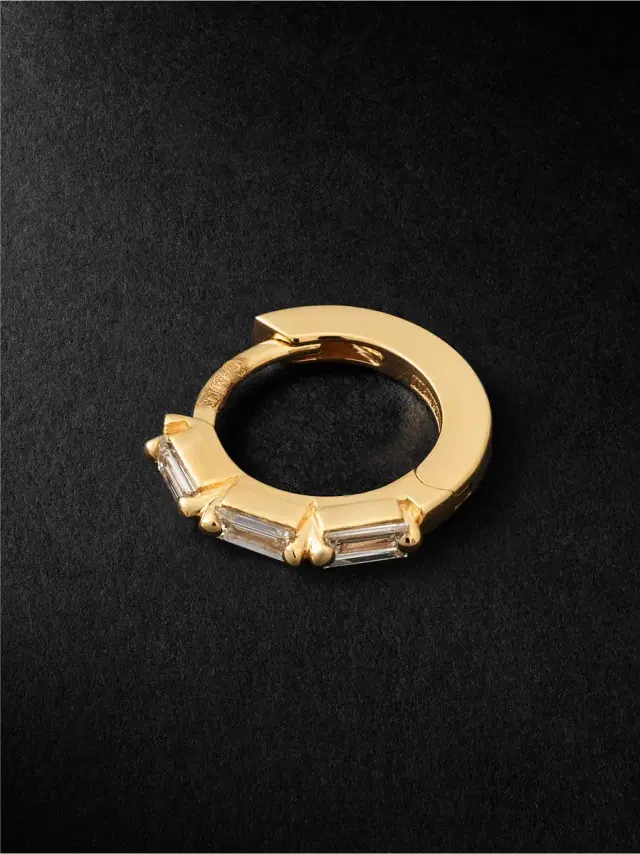 Suzanne Kalan 18-Karat Gold Diamond Single Hoop Earring - Men