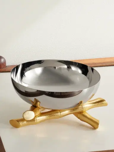 L'Objet Bambou Medium Stainless Steel and Gold-Plated Bowl - Men | Thumbnail 1 L'Objet Bambou Medium Stainless Steel and Gold-Plated Bowl - Men | Thumbnail 1