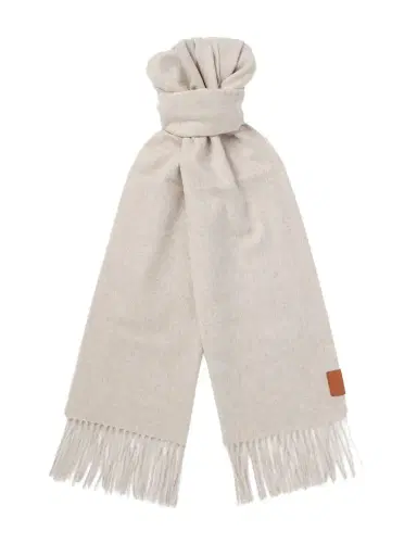 Loewe Logo-Appliquéd Fringed Cashmere Scarf - Men | Thumbnail 1 Loewe Logo-Appliquéd Fringed Cashmere Scarf - Men | Thumbnail 1