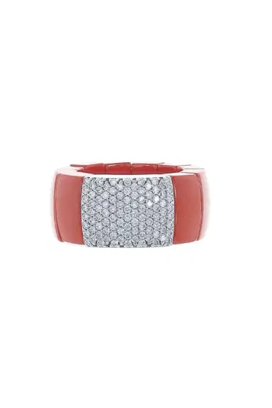 ROBERTO DEMEGLIO Red Ceramic Diamond Pave Domino Ring | Thumbnail 1