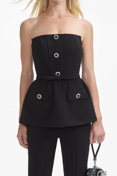 Self-Portrait Strapless Flare Jumpsuit | Thumbnail 3