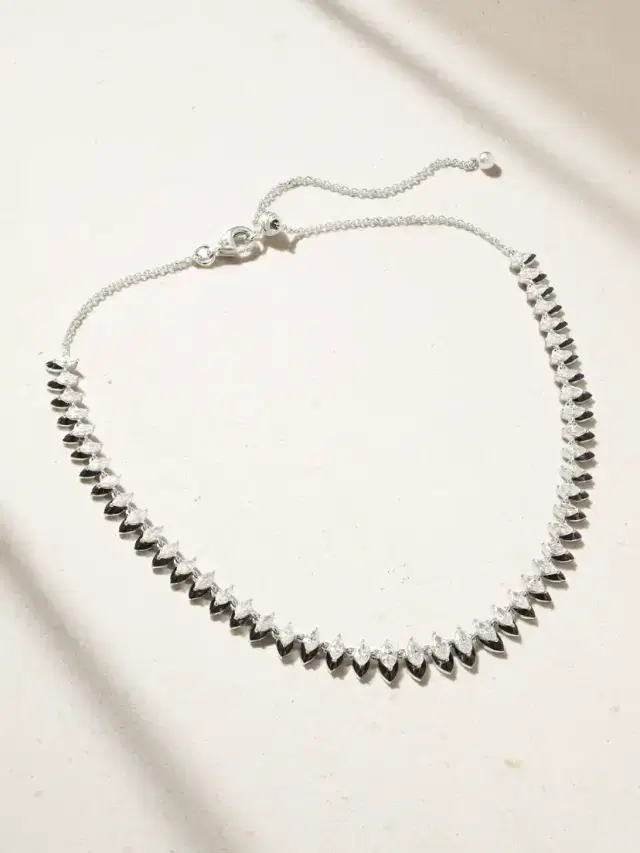 18-karat White Gold, Diamond And Enamel Choker
