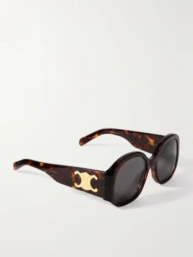 CELINE Eyewear Maxi Triomphe Round-frame Tortoiseshell Acetate Sunglasses | Thumbnail 3 CELINE Eyewear Maxi Triomphe Round-frame Tortoiseshell Acetate Sunglasses | Thumbnail 3