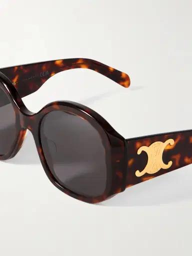 CELINE Eyewear Maxi Triomphe Round-frame Tortoiseshell Acetate Sunglasses | Thumbnail 4 CELINE Eyewear Maxi Triomphe Round-frame Tortoiseshell Acetate Sunglasses | Thumbnail 4