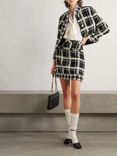 Valentino Garavani Checked Wool-blend Tweed Bouclé Mini Skirt | Thumbnail 2