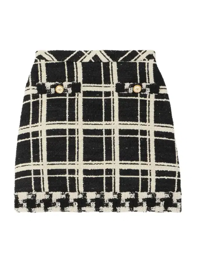 Checked Wool-blend Tweed Bouclé Mini Skirt
