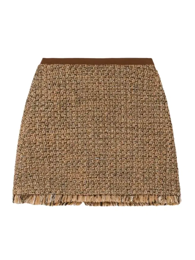 Frayed Wool-blend Tweed Mini Skirt