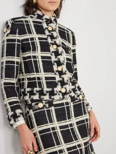 Valentino Garavani Cropped Checked Wool-blend Tweed Jacket | Thumbnail 3 Valentino Garavani Cropped Checked Wool-blend Tweed Jacket | Thumbnail 3