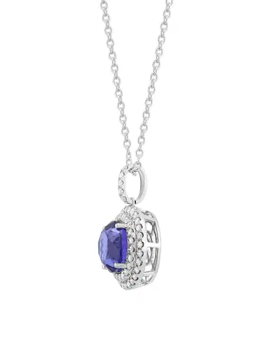 Saks Fifth Avenue Collection Women's 14K White Gold, Tanzanite & 1.20 TCW Diamond Halo Pendant Necklace - White Gold | Thumbnail 4