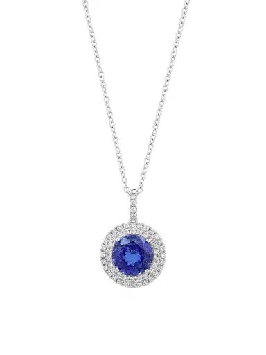 Saks Fifth Avenue Collection Women's 14K White Gold, Tanzanite & 1.20 TCW Diamond Halo Pendant Necklace - White Gold | Thumbnail 1