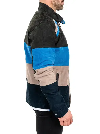Maceoo Men's Leather Multi Panels Jacket - Multicolored | Thumbnail 4 Maceoo Men's Leather Multi Panels Jacket - Multicolored | Thumbnail 4