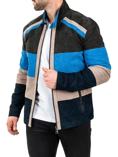 Maceoo Men's Leather Multi Panels Jacket - Multicolored | Thumbnail 5 Maceoo Men's Leather Multi Panels Jacket - Multicolored | Thumbnail 5