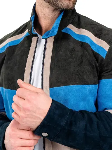 Maceoo Men's Leather Multi Panels Jacket - Multicolored | Thumbnail 7 Maceoo Men's Leather Multi Panels Jacket - Multicolored | Thumbnail 7