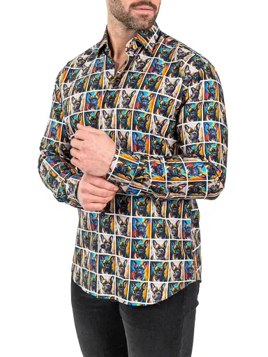 Maceoo Men's Fibonacci Puppy Portrait Shirt | Thumbnail 2