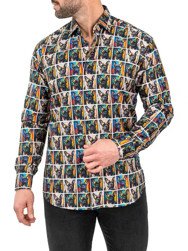 Maceoo Men's Fibonacci Puppy Portrait Shirt | Thumbnail 5
