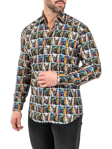 Maceoo Men's Fibonacci Puppy Portrait Shirt | Thumbnail 6