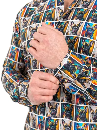 Maceoo Men's Fibonacci Puppy Portrait Shirt | Thumbnail 8