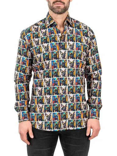 Maceoo Men's Fibonacci Puppy Portrait Shirt | Thumbnail 1
