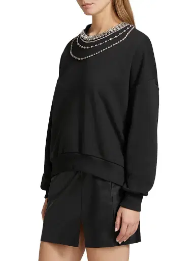 Cinq à Sept Women's Brandy Layered Necklace Sweater - Black - Size Large | Thumbnail 3 Cinq à Sept Women's Brandy Layered Necklace Sweater - Black - Size Large | Thumbnail 3