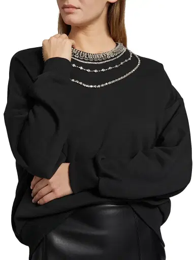 Cinq à Sept Women's Brandy Layered Necklace Sweater - Black - Size Large | Thumbnail 5 Cinq à Sept Women's Brandy Layered Necklace Sweater - Black - Size Large | Thumbnail 5