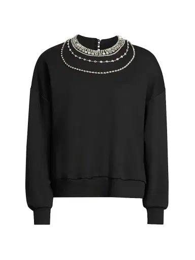 Cinq à Sept Women's Brandy Layered Necklace Sweater - Black - Size Large | Thumbnail 1 Cinq à Sept Women's Brandy Layered Necklace Sweater - Black - Size Large | Thumbnail 1
