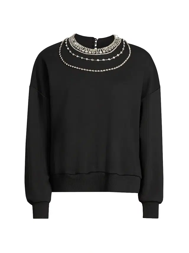 Women's Brandy Layered Necklace Sweater - Black