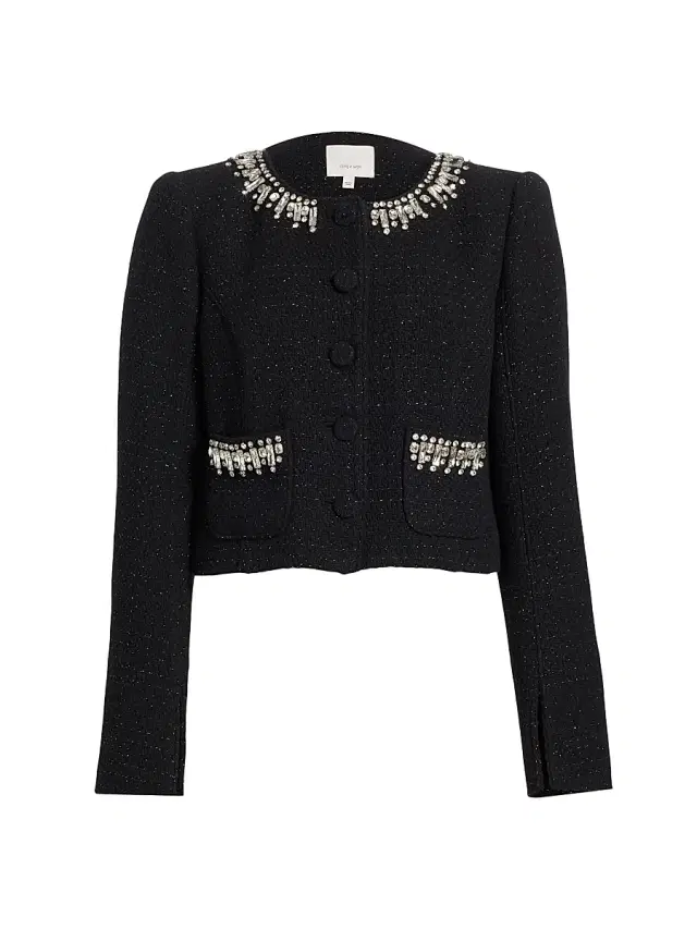 Women's Randi Embellished Tweed Jacket - Black