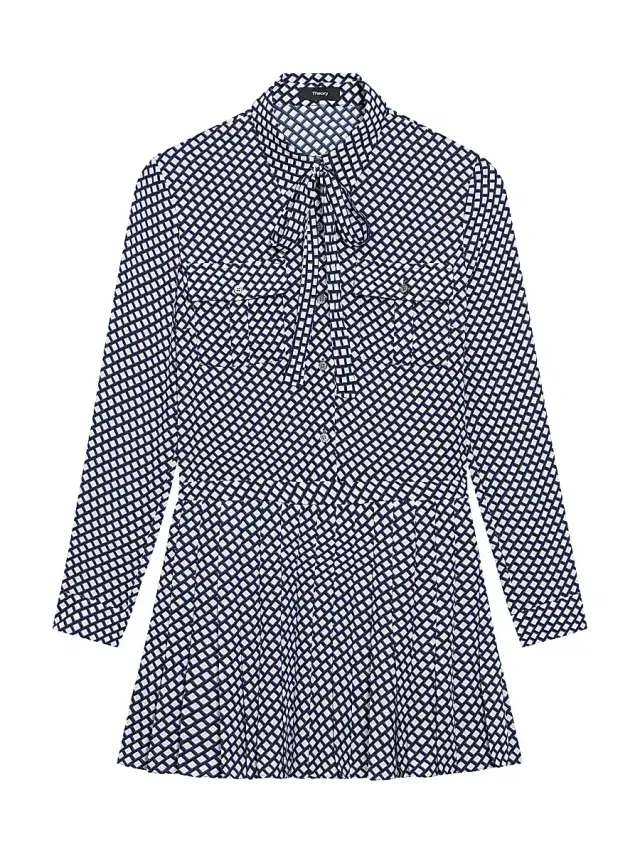 Theory Women's Check Print Pleated Minidress - Sapphire Multi