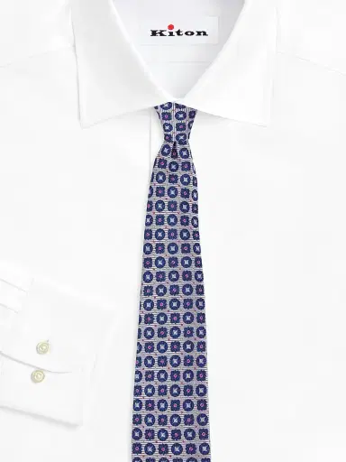 Kiton Men's Medallion Silk Tie - Blue | Thumbnail 2 Kiton Men's Medallion Silk Tie - Blue | Thumbnail 2