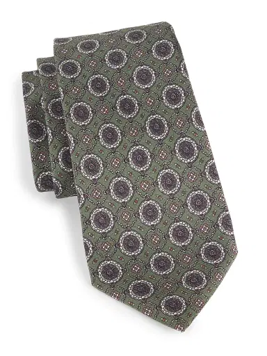 Kiton Men's Silk Medallion Tie - Grey | Thumbnail 1 Kiton Men's Silk Medallion Tie - Grey | Thumbnail 1