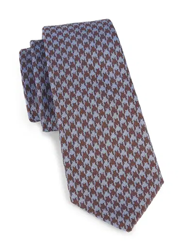 Kiton Men's Houndstooth Silk Tie - Brown | Thumbnail 1 Kiton Men's Houndstooth Silk Tie - Brown | Thumbnail 1