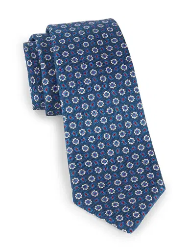 Kiton Men's Paisley Medallion Tie - Blue | Thumbnail 1 Kiton Men's Paisley Medallion Tie - Blue | Thumbnail 1