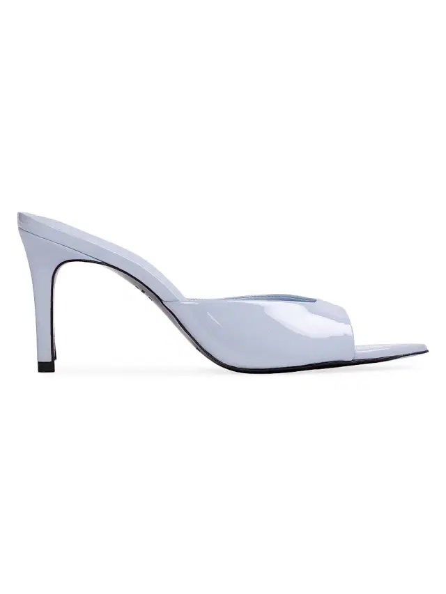 Black Suede Studio Women's Brea 80MM Patent Leather Mules - Sky Blue - Size 11