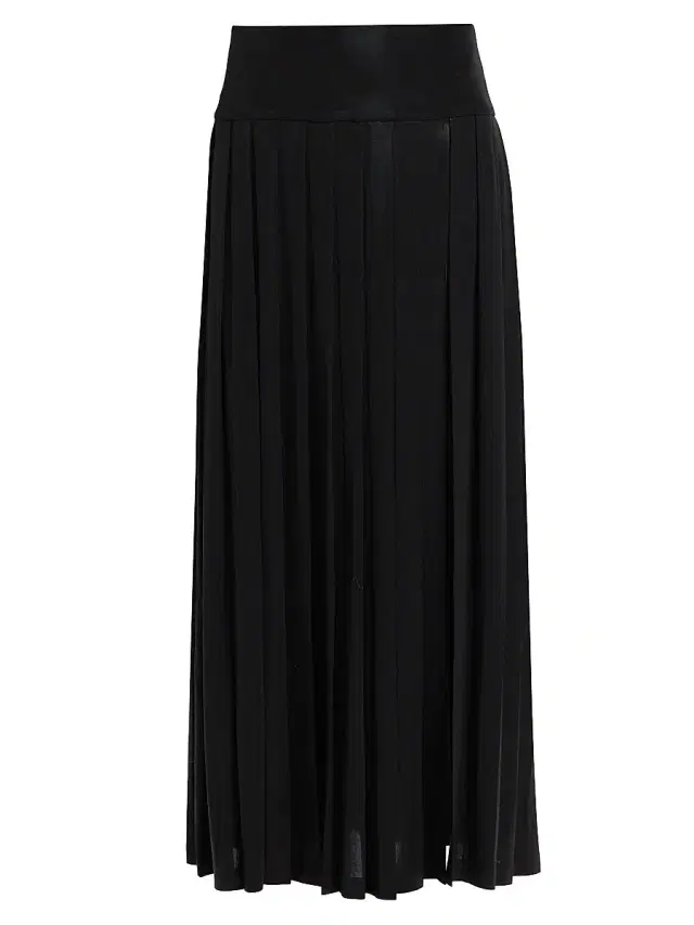 Women's Pleated Slit Maxi Skirt - Black