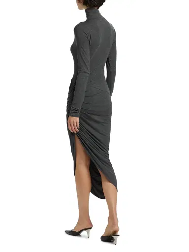 Norma Kamali Women's Draped Turtleneck Midi-Dress - Dark Grey | Thumbnail 5 Norma Kamali Women's Draped Turtleneck Midi-Dress - Dark Grey | Thumbnail 5